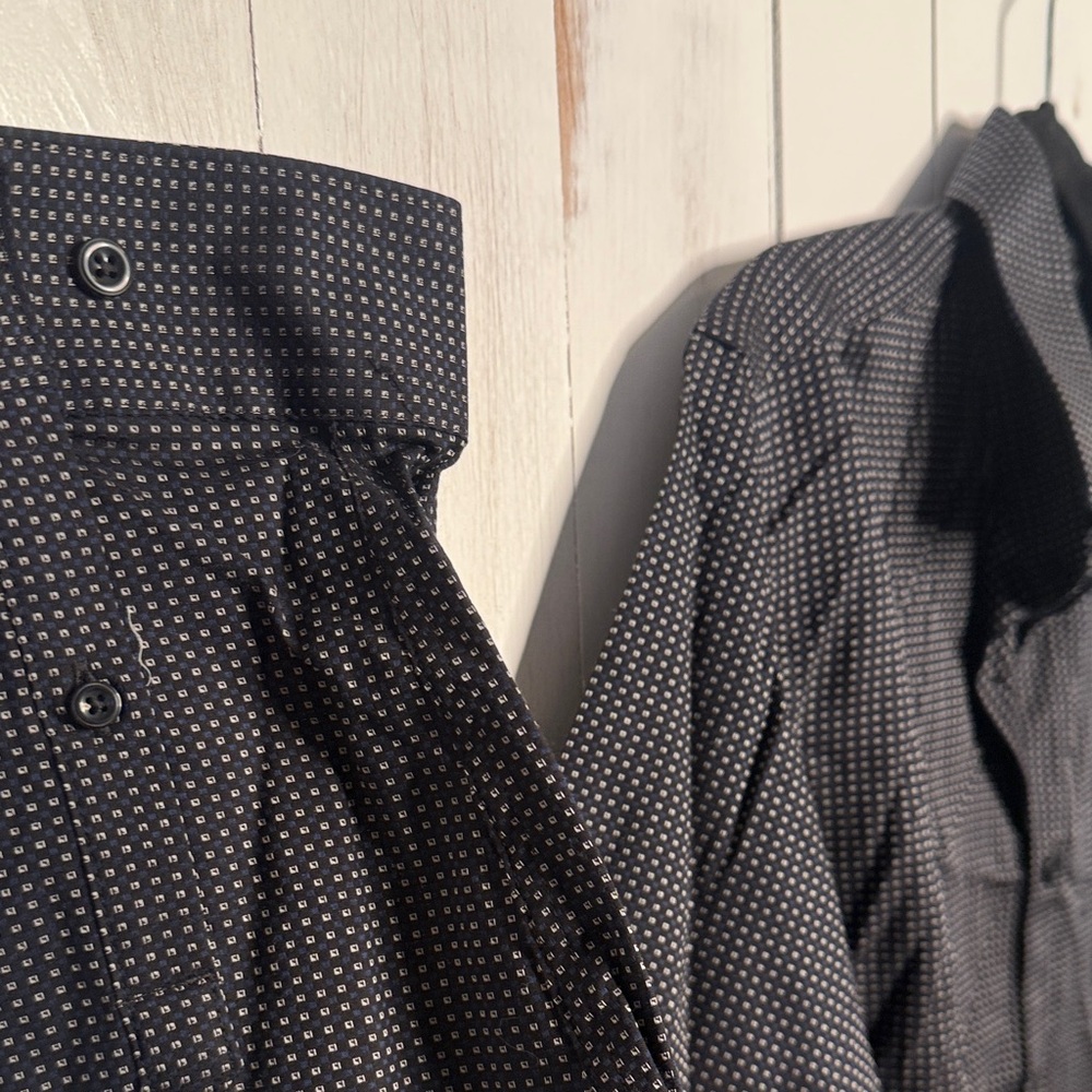 Express Men's Black Patterned Button Down Shirt N… - image 3